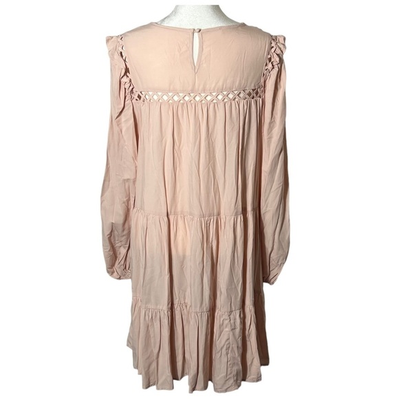 Cloudwalk Pink Ruffle Lantern Sleeve Swing Dress, Medium - Picture 3 of 7